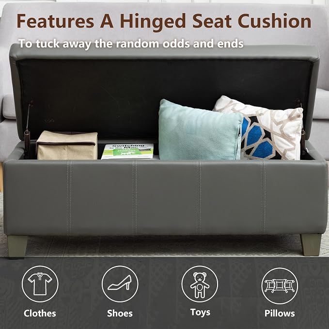51 Inch Faux Leather Ottoman - Image 4