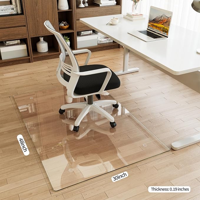 30" x 48" Glass Chair Mat, 1/5" Thick Office Chair Mat - Image 2