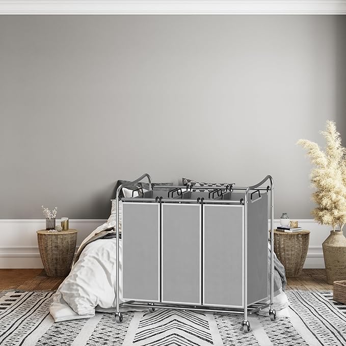 Simple Houseware Heavy-Duty 3-Bag Laundry Sorter Cart