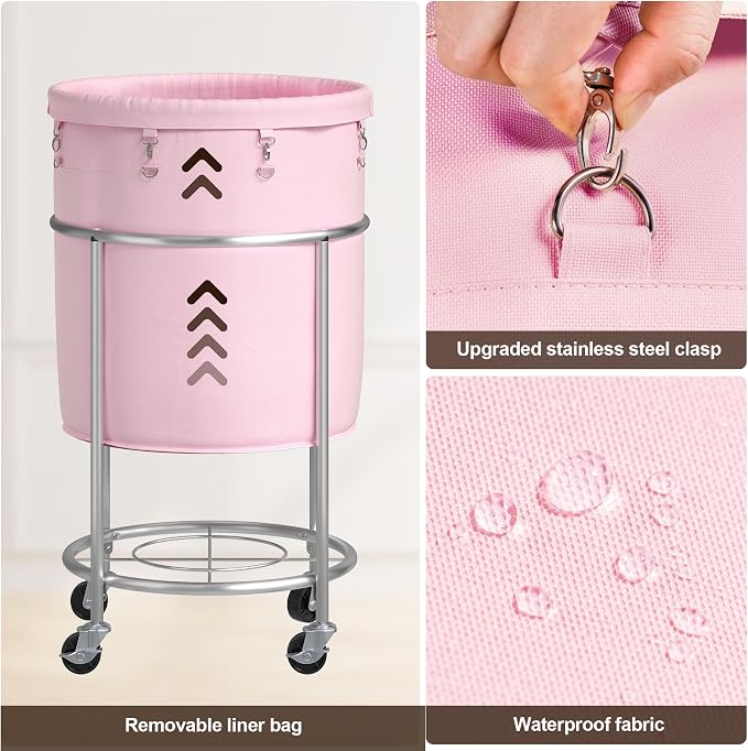 ELYKEN Laundry Basket with Wheels, 170L Rolling Laundry Hamper with Removable - Image 4
