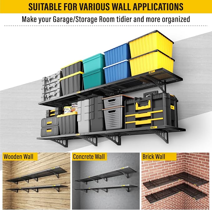 4Pack 1.64x4ft Adjustable Metal Garage Wall Shelving Heavy Duty Garage Storage - Image 6