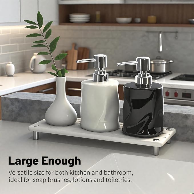 Quick Dry Sink Caddy Kitchen Sink Organizer, Water Absorbing Stone Tray - Image 5