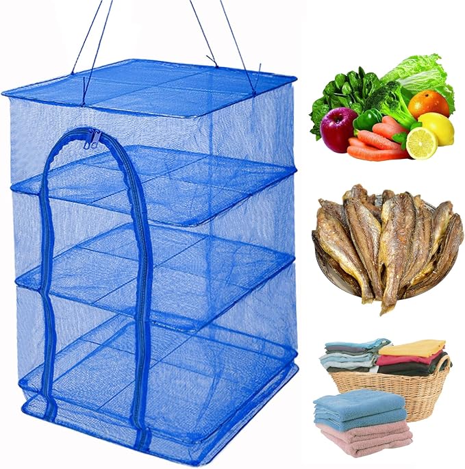 Drying Rack 4 Layers Folding Mesh, Foldable Nylon Netting, Hanging Drying Net by WEISGJA