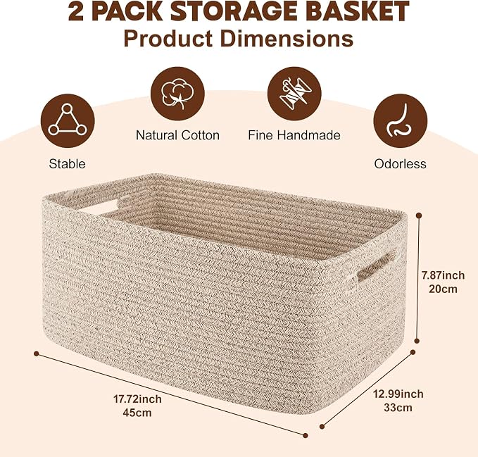 OIAHOMY Storage Basket for Shelves, Closet Cube Storage Bins Baskets for - Image 2