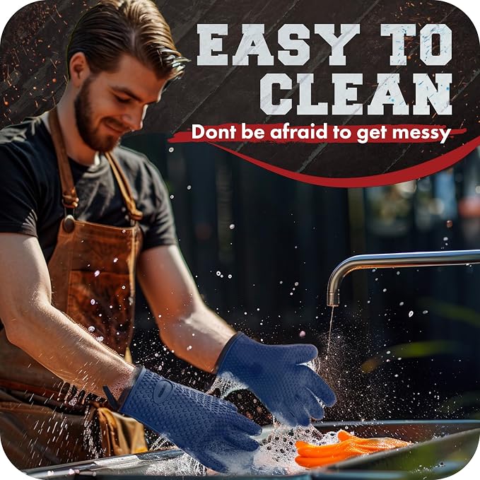 KITCHEN PERFECTION XL Silicone Smoker Oven Gloves-Extreme Heat Resistant BBQ - Image 7