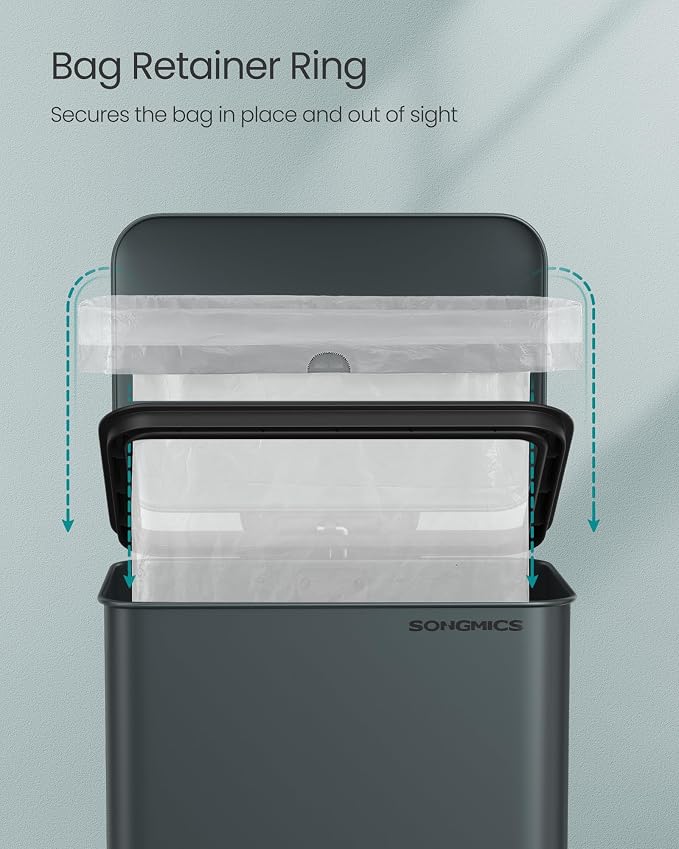 SONGMICS Kitchen Trash Can, 10.5 Gallon Garbage Can, Large Step Trash Bin - Image 5
