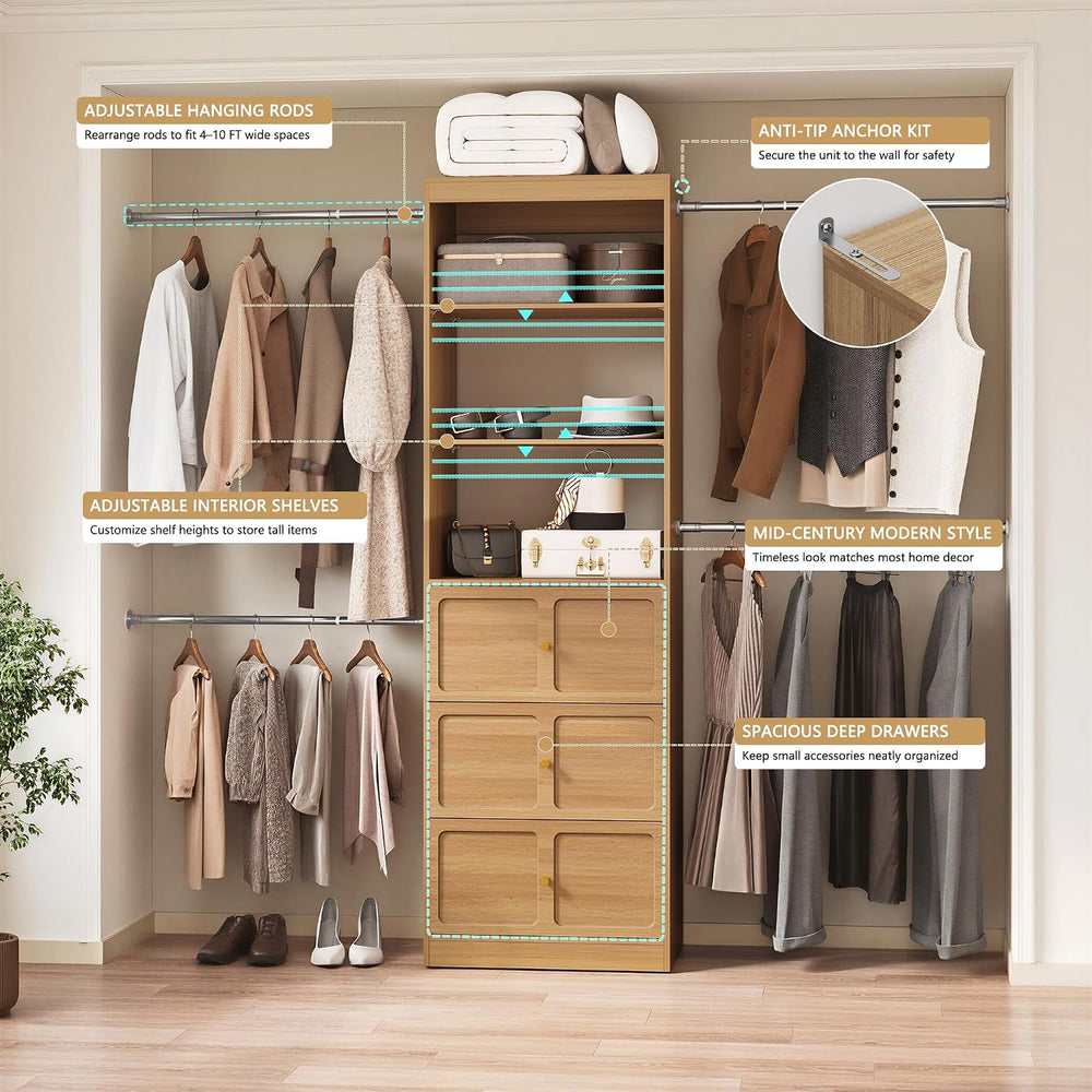 HLR 4 - 10 FT Mid-Century Modern Closet Organizer System