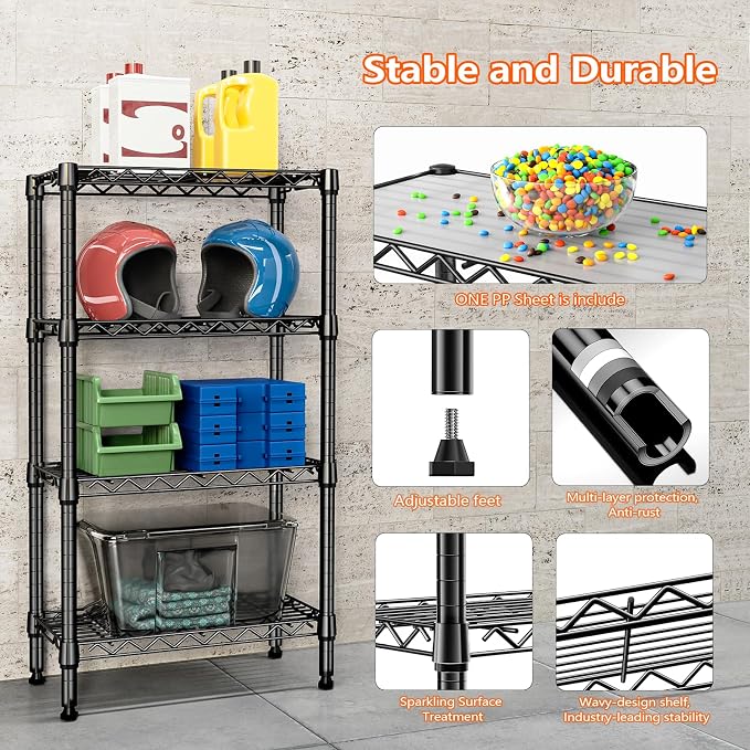 1000 lbs 4 Tier Shelf Metal Storage Shelves Wire Rack Closet Organizers - Image 7