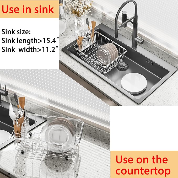 Stainless Steel Dish Drying Rack, Expandable Fruit & Vegetable Drain Rack over - Image 9