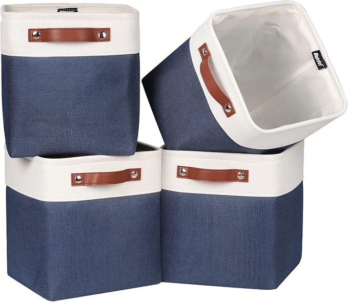Univivi Fabric Cube Bins Set of 4 Storage Baskets by Univivi