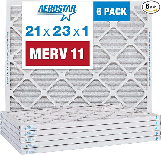Aerostar 21x23x1 MERV 11 Pleated Air Filter, AC Furnace Air Filter, 6 Pack by AirFiltersDelivered