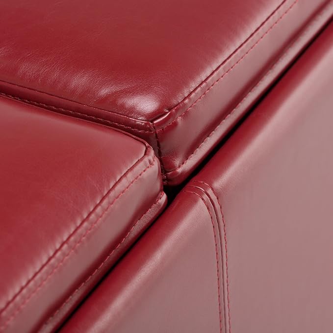 SIMPLIHOME Avalon 42 inch Wide Contemporary Rectangle Storage Ottoman in Red - Image 11
