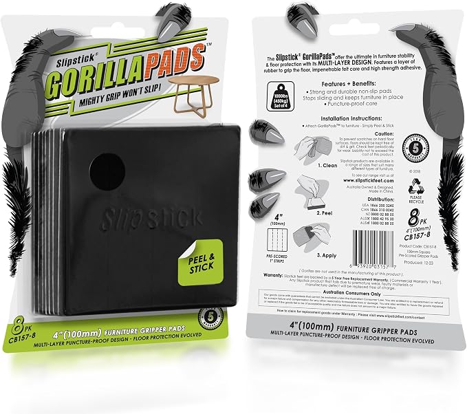 Slipstick GorillaPads Non Slip Furniture Pads/Gripper Feet Floor Protectors - Image 4