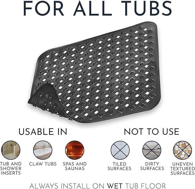 Homerella Anti Slip Shower Mat | Anti Mold Non Slip Bathtub Mat - Image 2