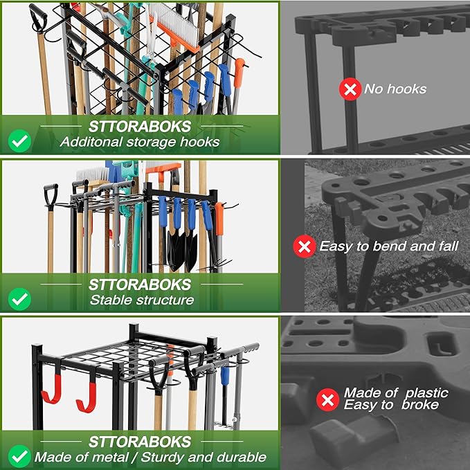 Garden Tool Organizer Rack Up to 50 Tools, Heavy-Duty Steel Yard Tool Organizer - Image 3
