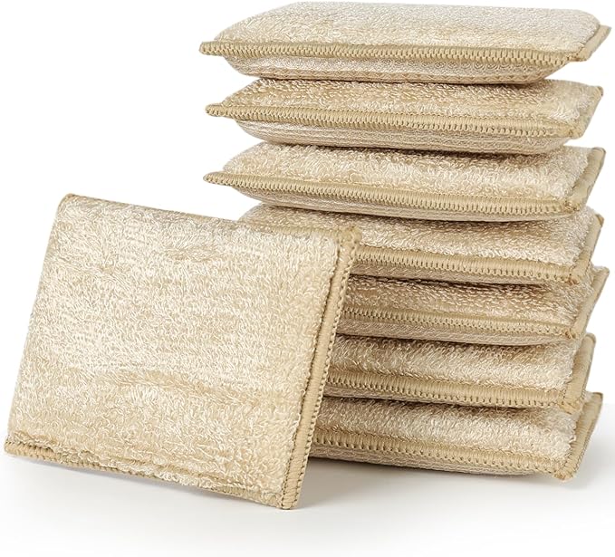 JEBBLAS Bamboo Natural Absorbent Sponges Kitchen Cleaning Sponges Reusable Dish by JEBBLAS