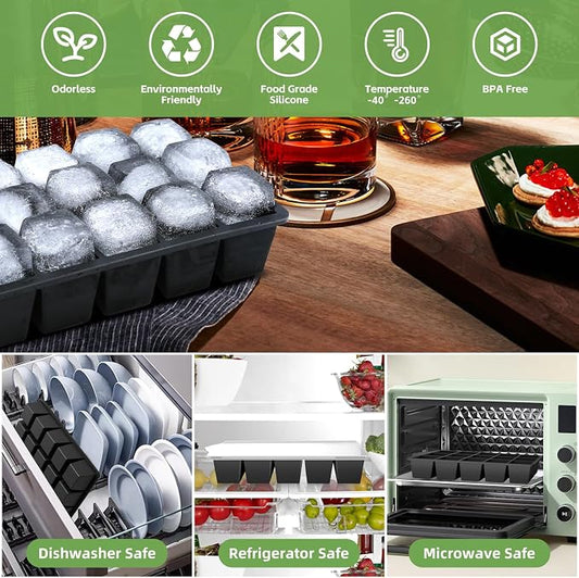 Silicone Ice Cube Tray, 2 Pack Easy-Release Stackable Ice Trays - Image 2