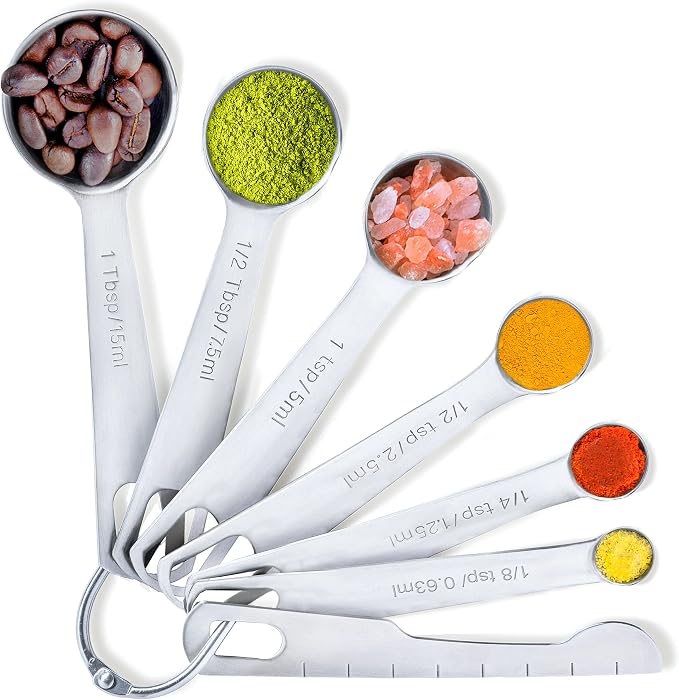 BALCI - 6 Measuring Spoons, Heavy Duty 18/8 Premium Stainless Steel Measuring by BALCI