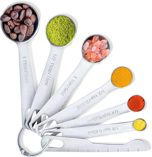 BALCI - 6 Measuring Spoons, Heavy Duty 18/8 Premium Stainless Steel Measuring by BALCI
