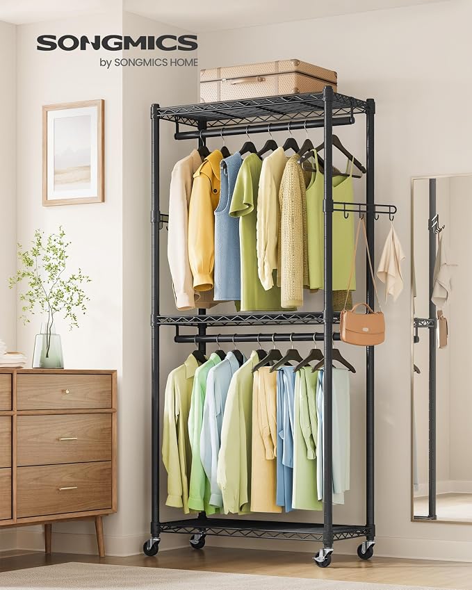 SONGMICS Heavy-Duty Rolling Clothes Rack, Garment Rack, Portable Closet - Image 2