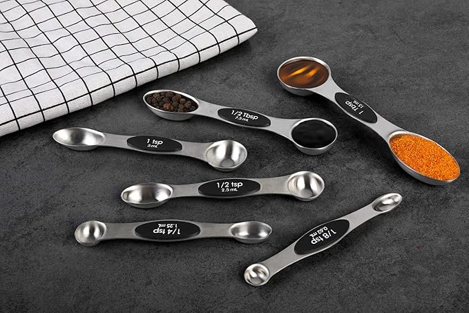 Magnetic Measuring Spoons Set Stainless Steel Dual Sided Stackable Teaspoon - Image 6