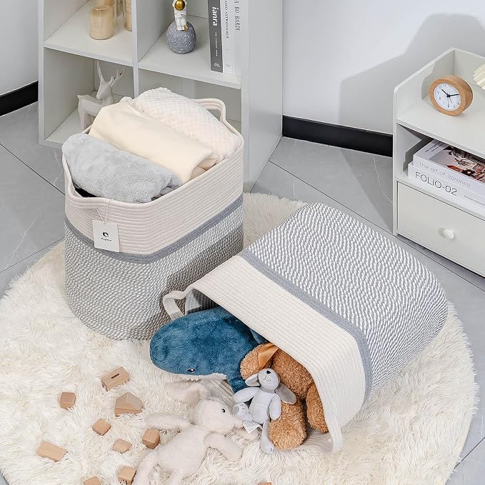 Storage Baskets for Clothes Fabric Cotton Rope Storage Basket - Image 4
