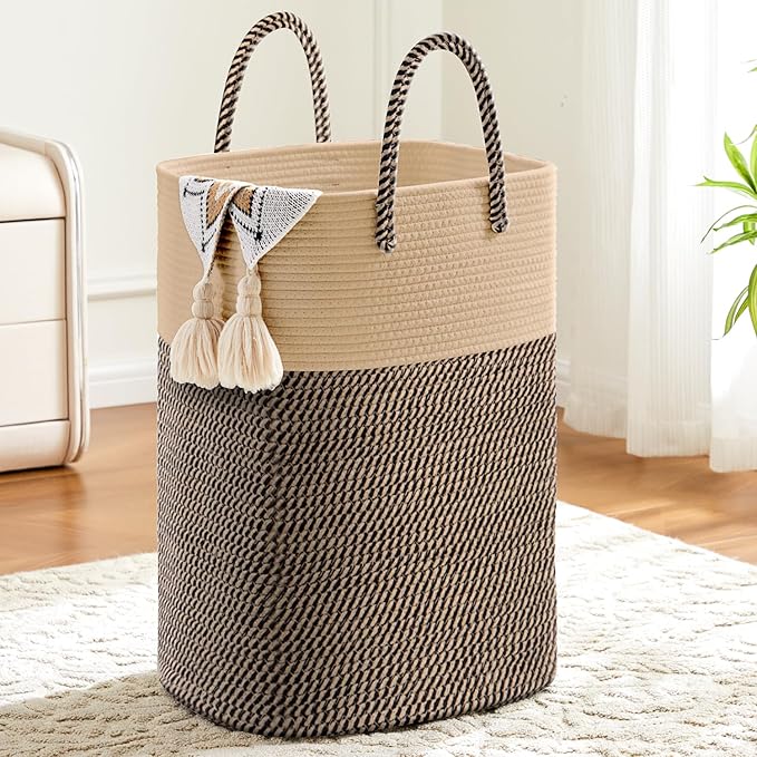 Laundry Basket, Woven Cotton Rope Laundry Hamper, Versatile Storage by Artfeel