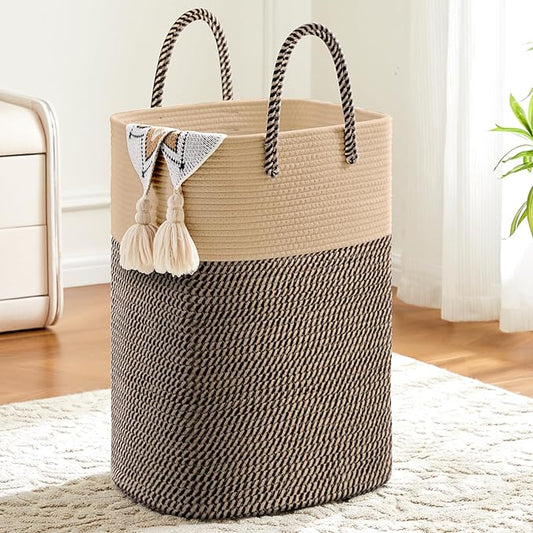 Laundry Basket, Woven Cotton Rope Laundry Hamper, Versatile Storage by Artfeel