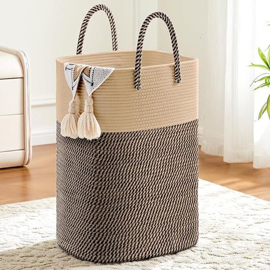 Laundry Basket, Woven Cotton Rope Laundry Hamper, Versatile Storage by Artfeel