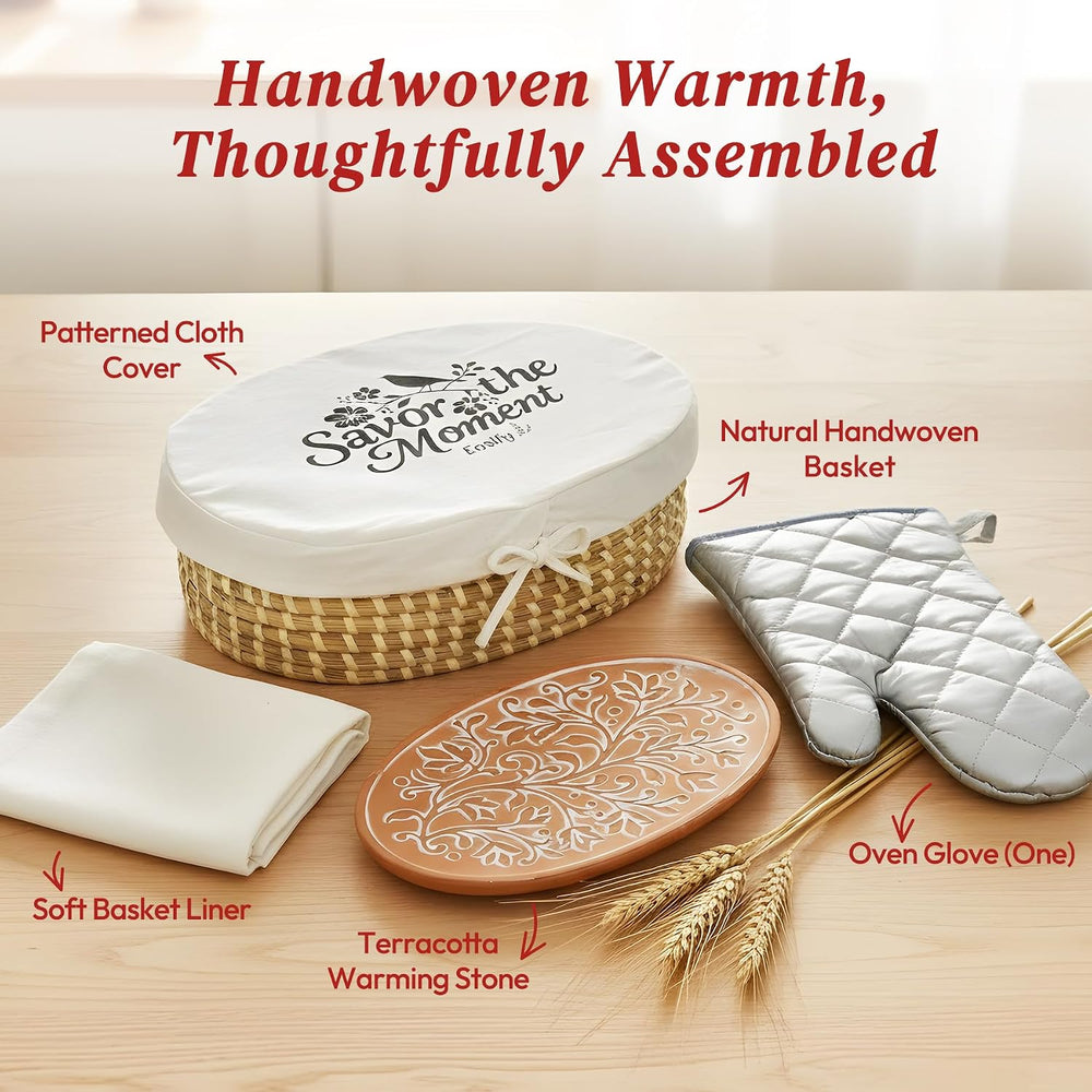 Bread Baskets for Serving with Stone (Large Oval 13.8 x 9.5) for Bakers