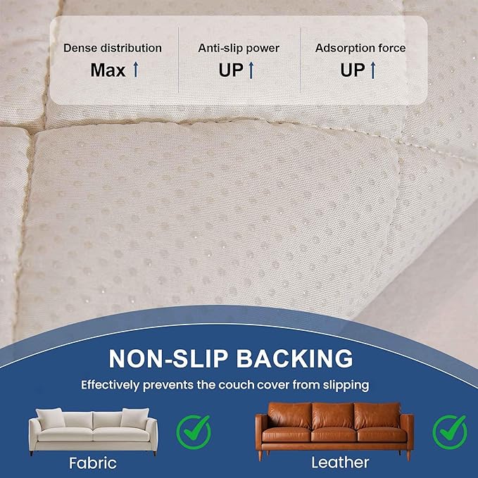 OTOB All Seasons Sofa Covers for 3 Cushion Couch Washable, Fuzzy Non Slip Kids - Image 5