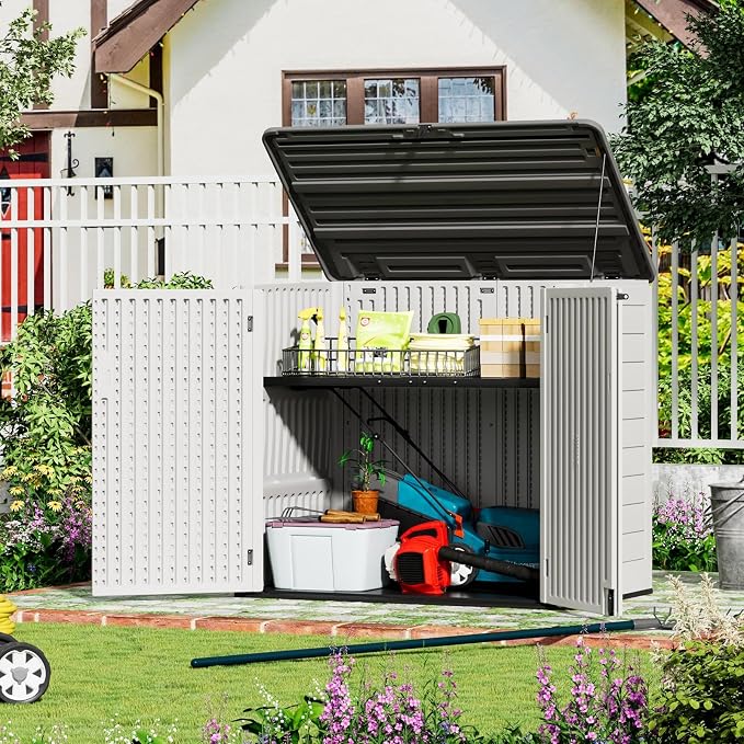 ZZM Large Outdoor Storage Shed, 48 Cu Ft Resin Versatile Storage Cabinet - Image 2