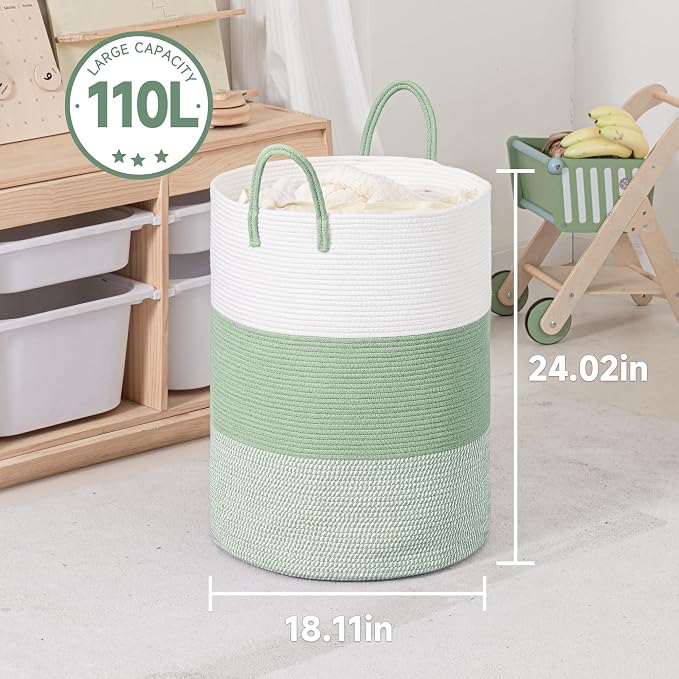 CLHMILY&Z 100L Laundry Basket Round Storage Rope Basket - Image 3