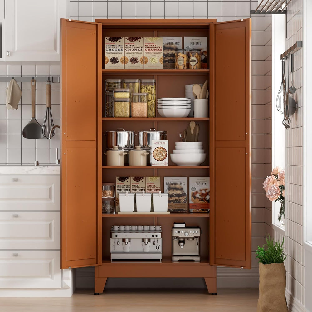 COFaR 5 Tier Metal Kitchen Storage Cabinets, 71" Pantry Cabinet with Doors