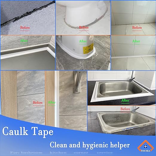 White Caulk Tape for Bath & Kitchen, Caulking Tape for Bathroom Caulking White - Image 3