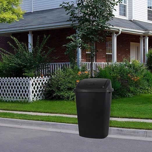 13 Gallon Garbage Can with Swing Lid, Plastic Kitchen Trash Can, 4 Pack - Image 6