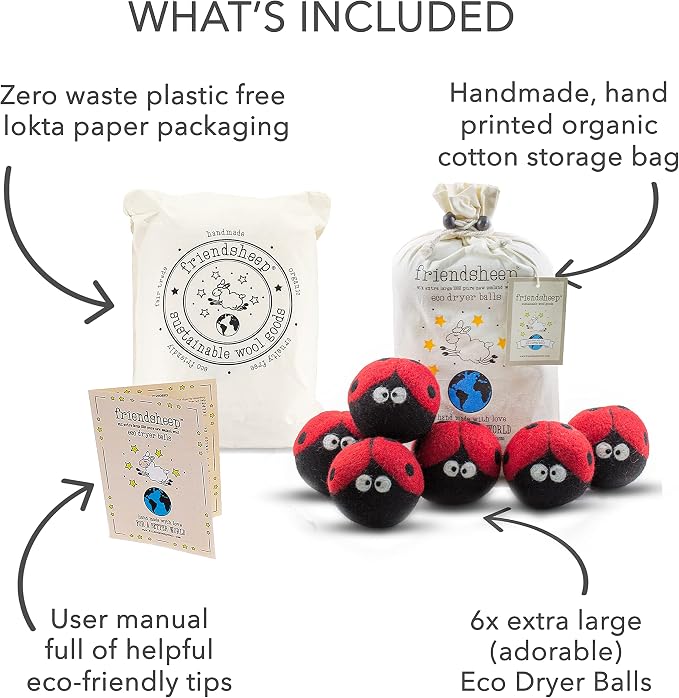 Friendsheep Wool Dryer Balls 6 Pack XL Organic Premium Reusable Cruelty Free - Image 4