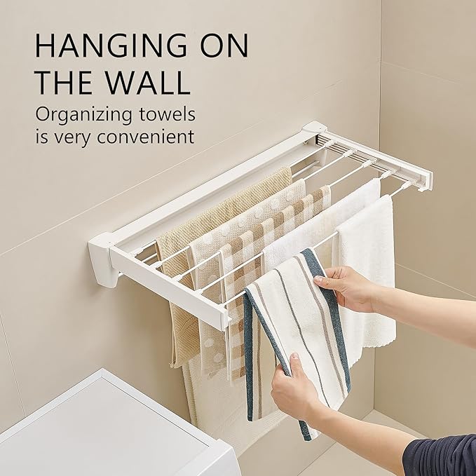 JOOM Laundry Drying Rack Collapsible, Wall Mounted Drying Rack, Clothes Drying - Image 6