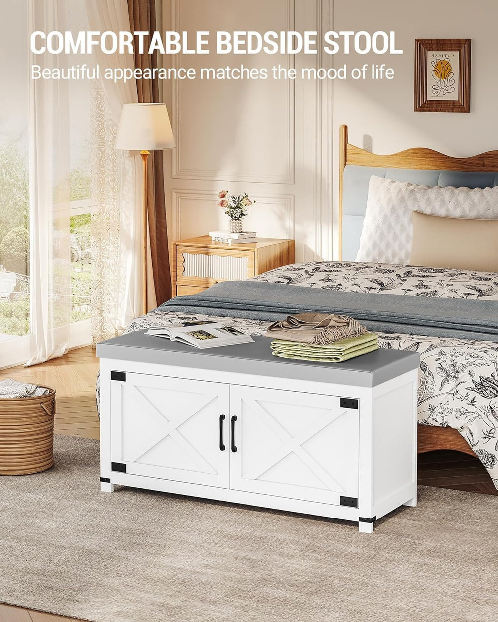 Hzuaneri 39.4" Shoe Storage Bench, with Soft Padded Seat Cushion & D...