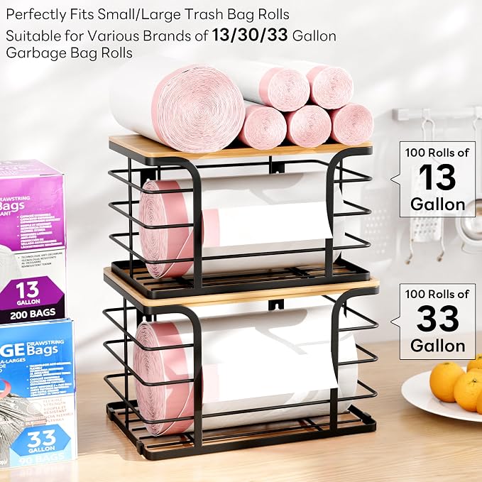 2 Pack Extra Large Stackable Pantry Organizers and Storage, Wall Mount Trash - Image 2
