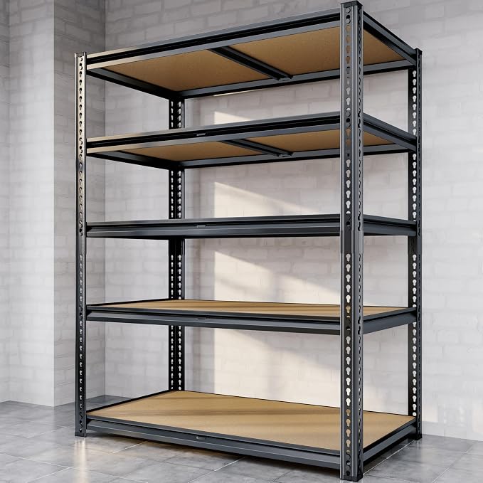 72"H Storage Shelves heavy duty, 2000LBS Garage Shelving, 5 Tier Metal Shelving - Image 9