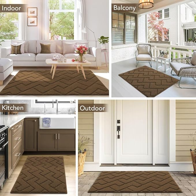 hicorfe Indoor Door Mat, Non Slip Door Mats, Absorbent Resist Dirt Entrance - Image 2