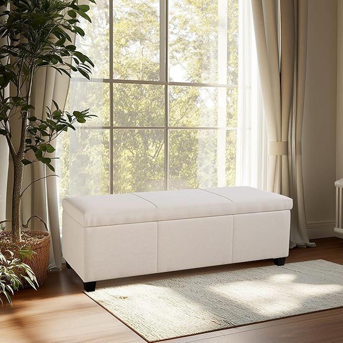 BELLEZE Storage Faux Leather Ottoman, 47 Inch Bench Bedroom Bench - Image 8