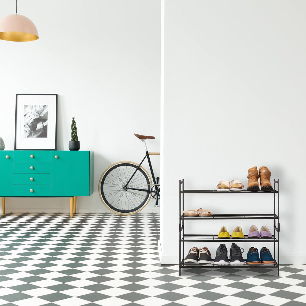Relaxdays Metal Shoe Rack 2 Tier Stackable Hallway Shoe Rack HBT 33.5 x 70 x ...