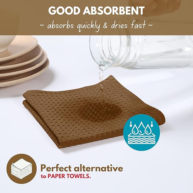 Native Fab Waffle Weave Dish Towels 12 Pack 100% Cotton, 16x26 Inches, Super - Image 2