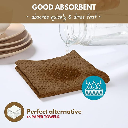 Native Fab Waffle Weave Dish Towels 12 Pack 100% Cotton, 16x26 Inches, Super - Image 2