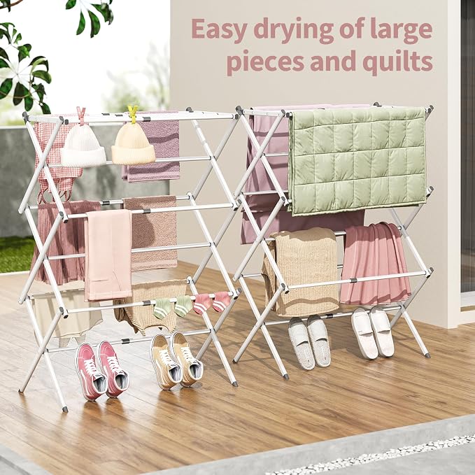 APEXCHASER Clothes Drying Rack, 3-Tier Laundry Drying Rack - Image 7