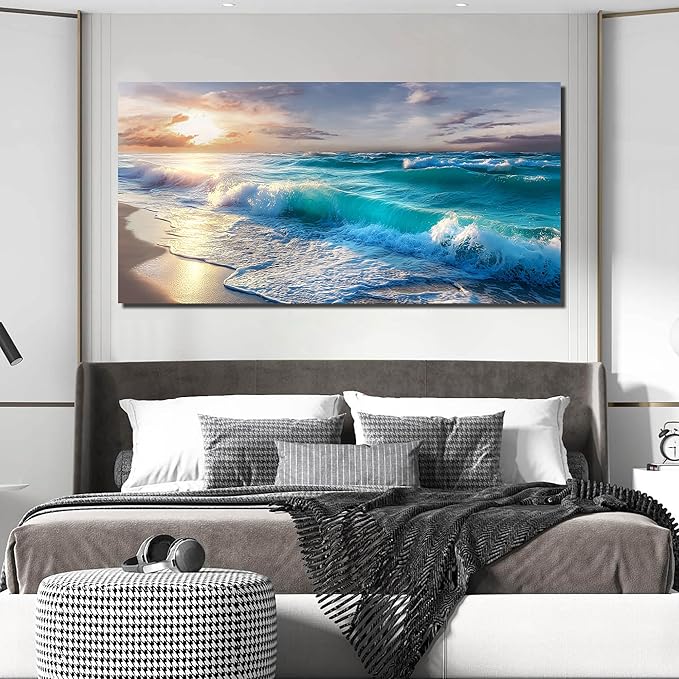 GUGIKA Ocean Wall Art for Living Room, Size 59 x 29 Inches - Image 5