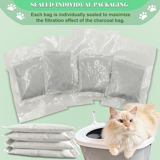 Unscented Cat Litter Box Deodorizer Kit Stick-On Activated Carbon Odor - Image 6
