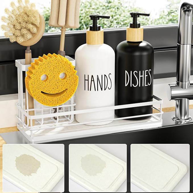 Moforoco Kitchen Dish Soap Dispenser Set, 16OZ Glass Bottle, Hand and Dish Soap by MOFOROCO